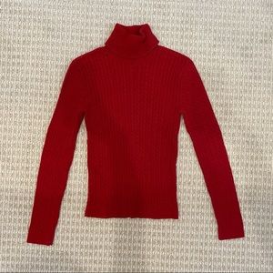 Red Cableknit Turtleneck